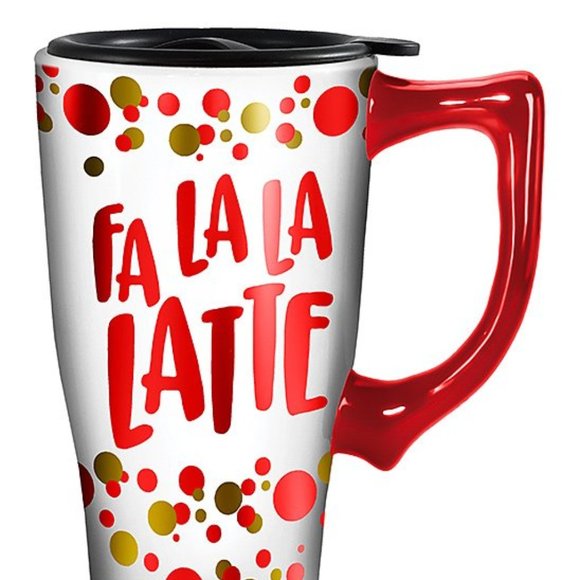 Fa La La Latte Holiday Ceramic Travel Mug - Picture 1 of 4